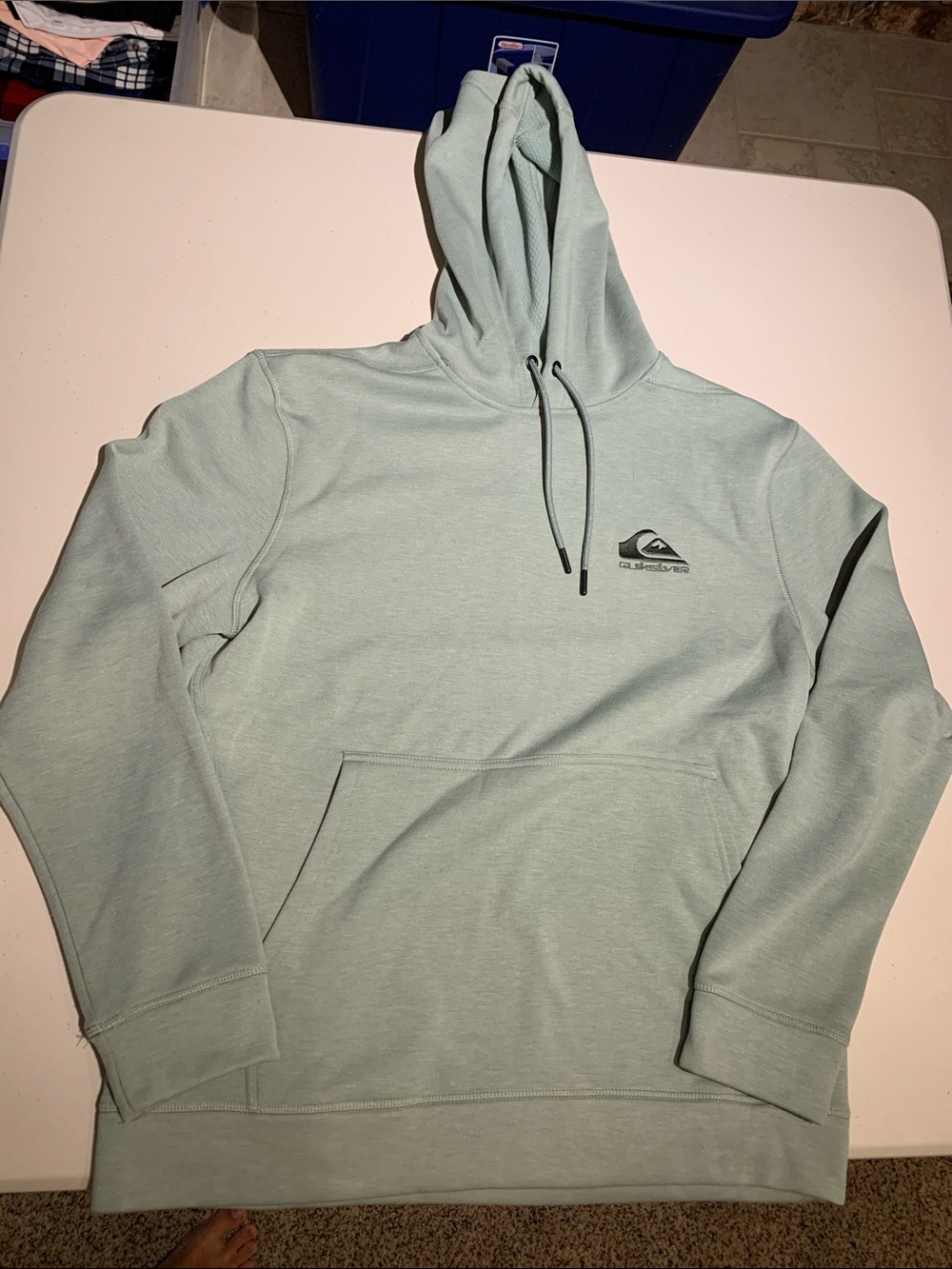 Quiksilver Men's Light Mint Green Hooded Pullover Sweatshirt